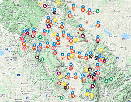 Stanica nad Ponikiem agroturystyka w Kotlinie Kłodzkiej - mapa atrakcji agroturystyka